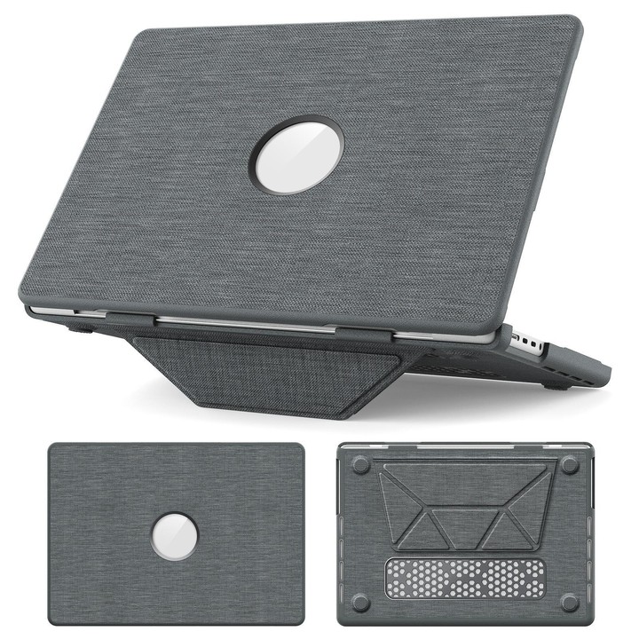 For MacBook Pro 14 inch A3185 / A3401 Fabric Texture Pro Magnetic Holder Laptop Protective Case(Grey)
