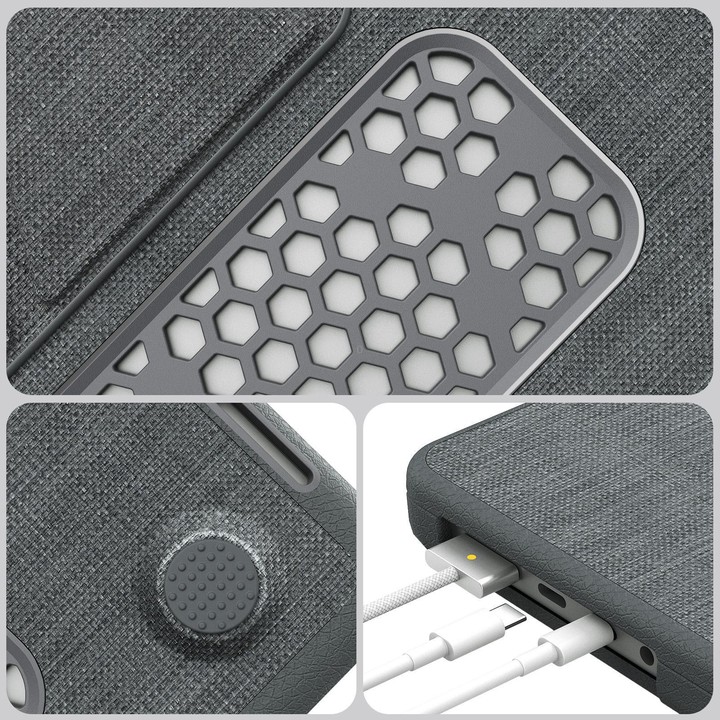 For MacBook Pro 14 inch A3185 / A3401 Fabric Texture Pro Magnetic Holder Laptop Protective Case(Grey)