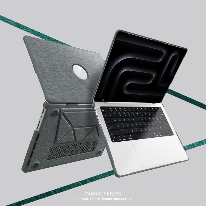 For MacBook Pro 14 inch A3185 / A3401 Fabric Texture Pro Magnetic Holder Laptop Protective Case(Grey)
