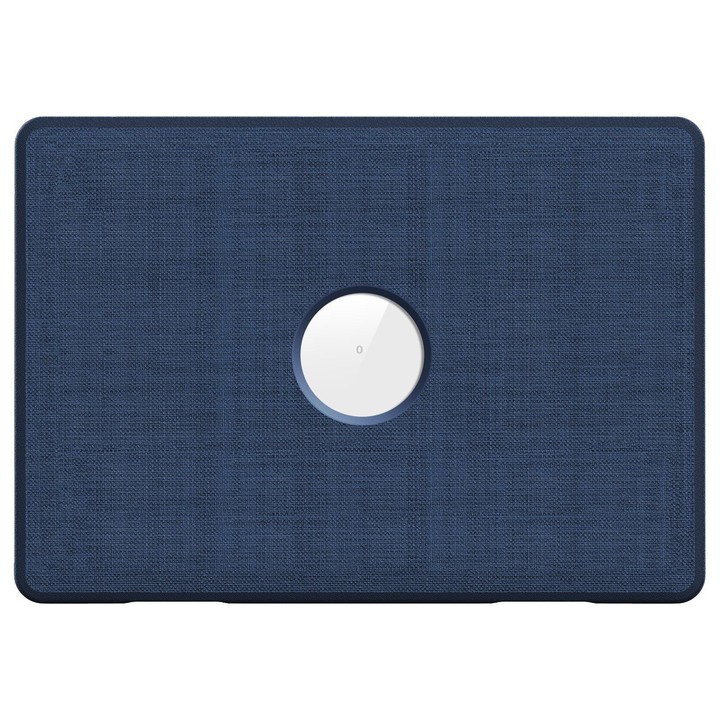 For MacBook Air 13.3 inch A2337 Fabric Texture Pro Magnetic Holder Laptop Protective Case(Navy Blue)