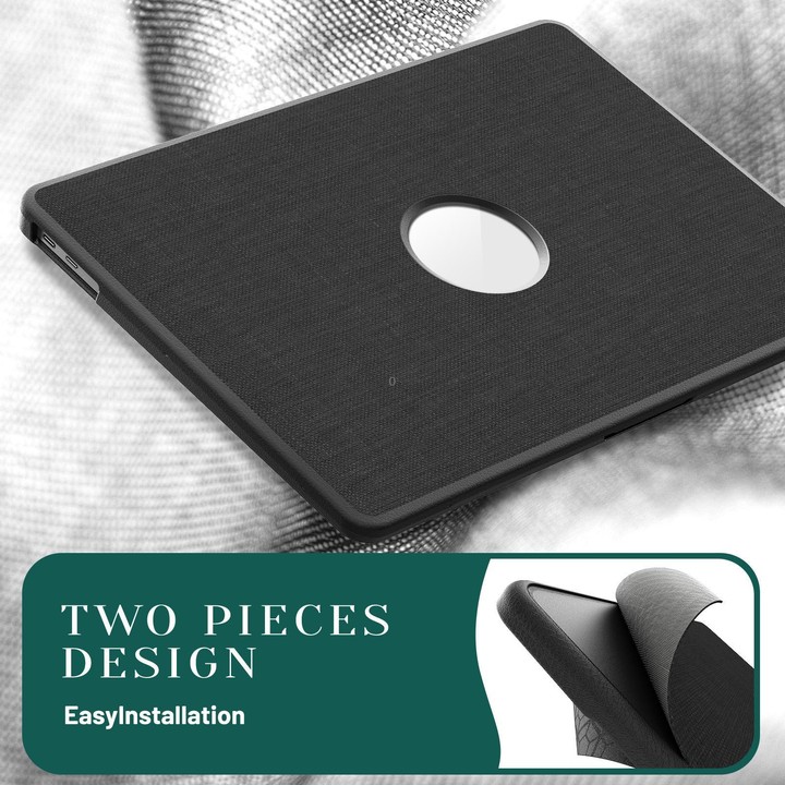 For MacBook Air 13.3 inch A2337 Fabric Texture Pro Magnetic Holder Laptop Protective Case(Black)