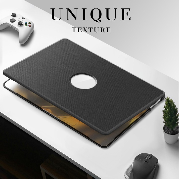 For MacBook Air 13.3 inch A2337 Fabric Texture Pro Magnetic Holder Laptop Protective Case(Black)