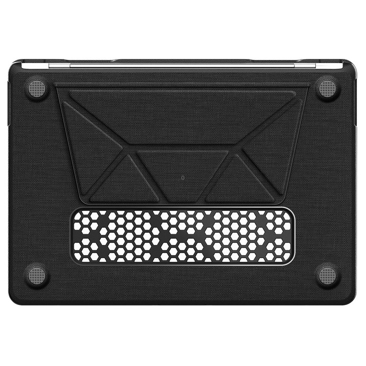 For MacBook Air 13.3 inch A2337 Fabric Texture Pro Magnetic Holder Laptop Protective Case(Black)