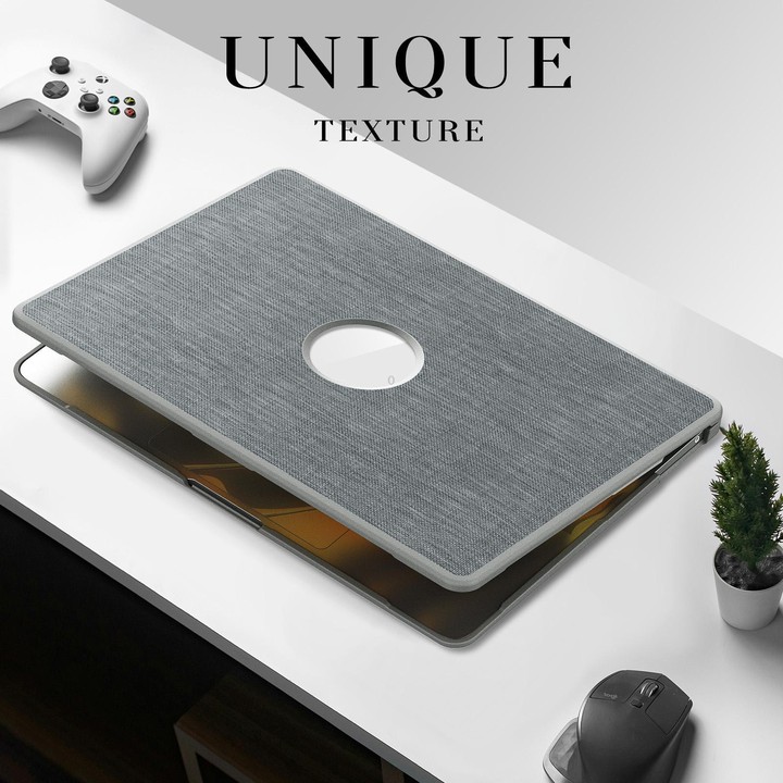 For MacBook Air 13.3 inch A2337 Fabric Texture Pro Magnetic Holder Laptop Protective Case(Grey)