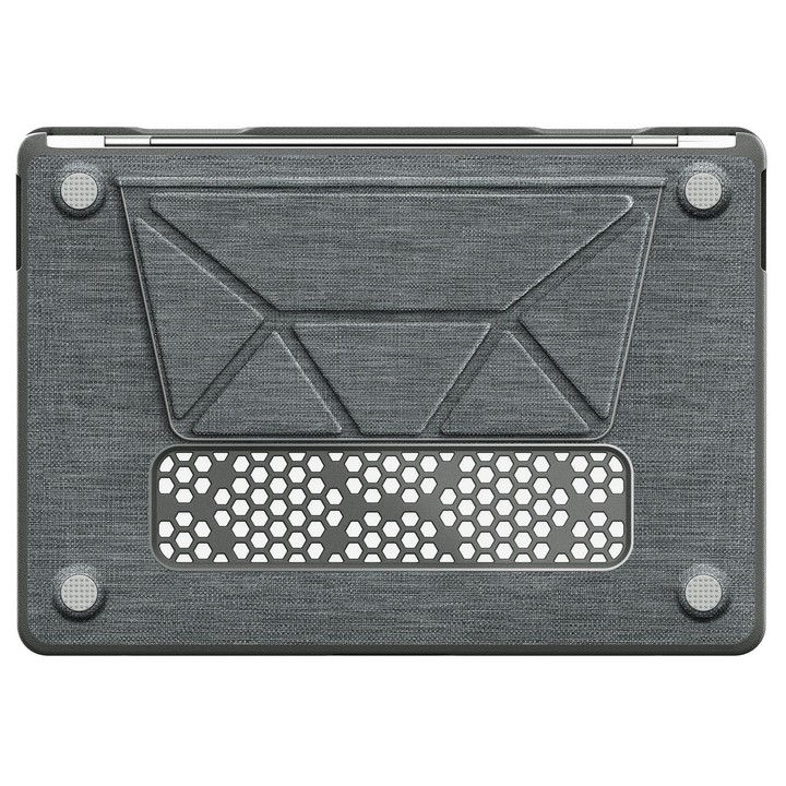 For MacBook Air 13.3 inch A2337 Fabric Texture Pro Magnetic Holder Laptop Protective Case(Grey)