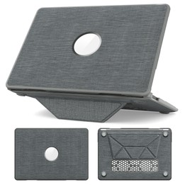 For MacBook Air 13.3 inch A2337 Fabric Texture Pro Magnetic Holder Laptop Protective Case(Grey)