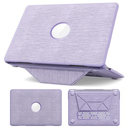 For MacBook Air 13.3 inch A2337 Fabric Texture Pro Magnetic Holder Laptop Protective Case(Purple)