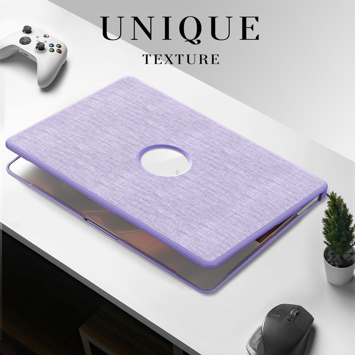 For MacBook Air 13.3 inch A2337 Fabric Texture Pro Magnetic Holder Laptop Protective Case(Purple)