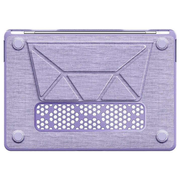 For MacBook Air 13.3 inch A2337 Fabric Texture Pro Magnetic Holder Laptop Protective Case(Purple)