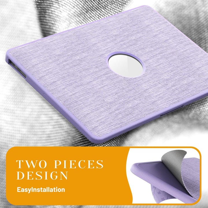 For MacBook Air 13.3 inch A2337 Fabric Texture Pro Magnetic Holder Laptop Protective Case(Purple)