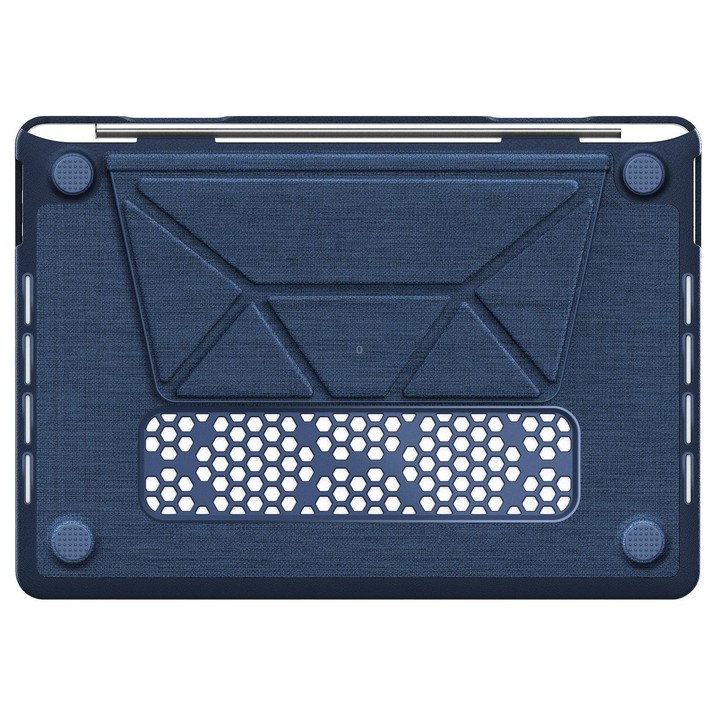 For MacBook Pro 13.3 inch A2289 / A2251 Fabric Texture Pro Magnetic Holder Laptop Protective Case(Navy Blue)