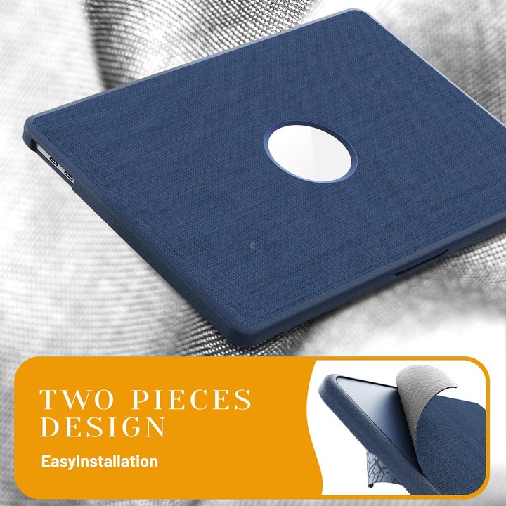 For MacBook Pro 13.3 inch A2289 / A2251 Fabric Texture Pro Magnetic Holder Laptop Protective Case(Navy Blue)