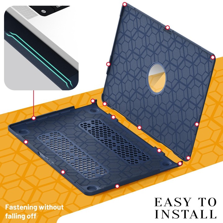 For MacBook Pro 13.3 inch A2289 / A2251 Fabric Texture Pro Magnetic Holder Laptop Protective Case(Navy Blue)