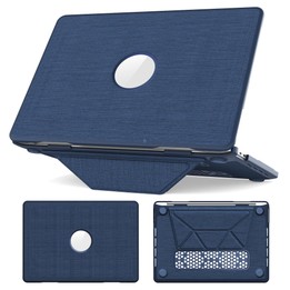 For MacBook Pro 13.3 inch A2289 / A2251 Fabric Texture Pro Magnetic Holder Laptop Protective Case(Navy Blue)