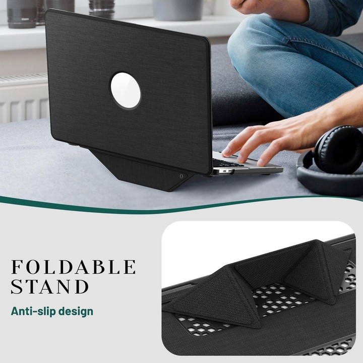 For MacBook Pro 13.3 inch A2289 / A2251 Fabric Texture Pro Magnetic Holder Laptop Protective Case(Black)