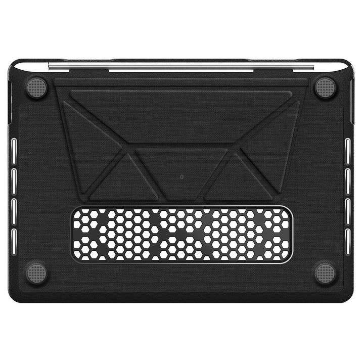 For MacBook Pro 13.3 inch A2289 / A2251 Fabric Texture Pro Magnetic Holder Laptop Protective Case(Black)