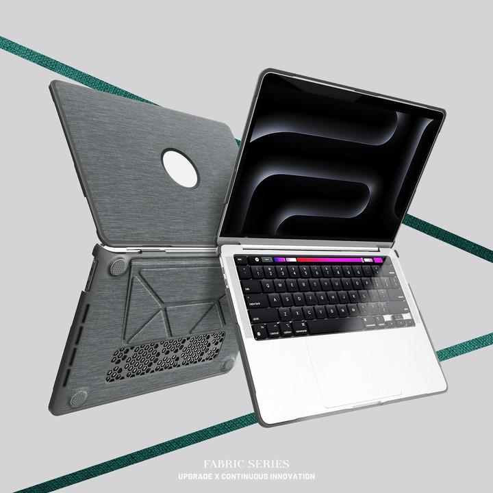 For MacBook Pro 13.3 inch A2289 / A2251 Fabric Texture Pro Magnetic Holder Laptop Protective Case(Grey)