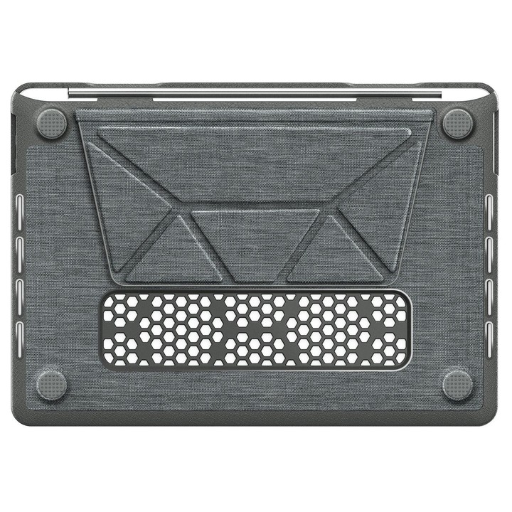 For MacBook Pro 13.3 inch A2289 / A2251 Fabric Texture Pro Magnetic Holder Laptop Protective Case(Grey)