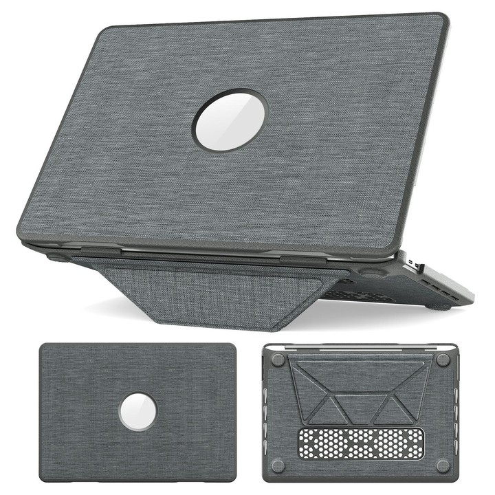 For MacBook Pro 13.3 inch A2289 / A2251 Fabric Texture Pro Magnetic Holder Laptop Protective Case(Grey)