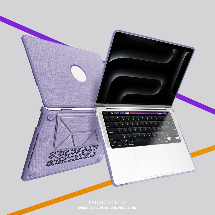 For MacBook Pro 13.3 inch A2289 / A2251 Fabric Texture Pro Magnetic Holder Laptop Protective Case(Purple)