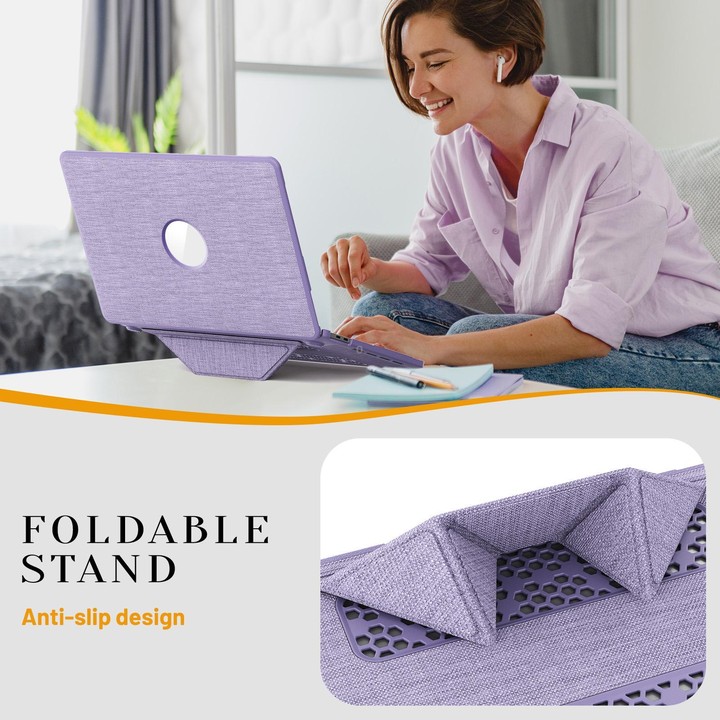 For MacBook Pro 13.3 inch A2289 / A2251 Fabric Texture Pro Magnetic Holder Laptop Protective Case(Purple)