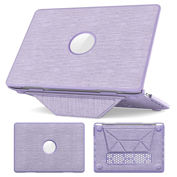 For MacBook Pro 13.3 inch A2289 / A2251 Fabric Texture Pro Magnetic Holder Laptop Protective Case(Purple)