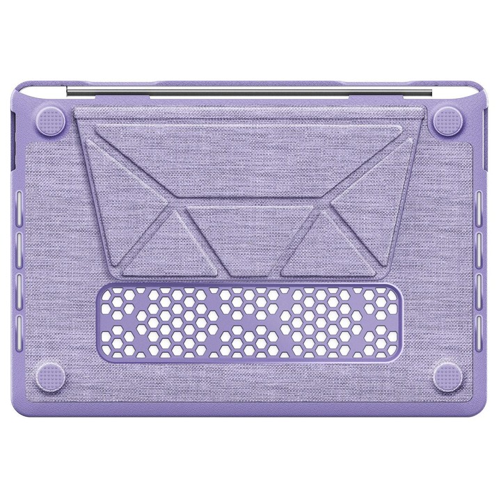 For MacBook Pro 13.3 inch A2289 / A2251 Fabric Texture Pro Magnetic Holder Laptop Protective Case(Purple)