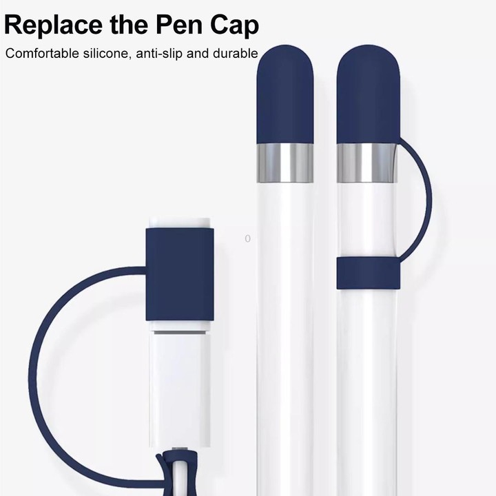 XDcase 4 in 1 Anti-lost Silicone Protective Cover Set For Apple Pencil 1(Blue)