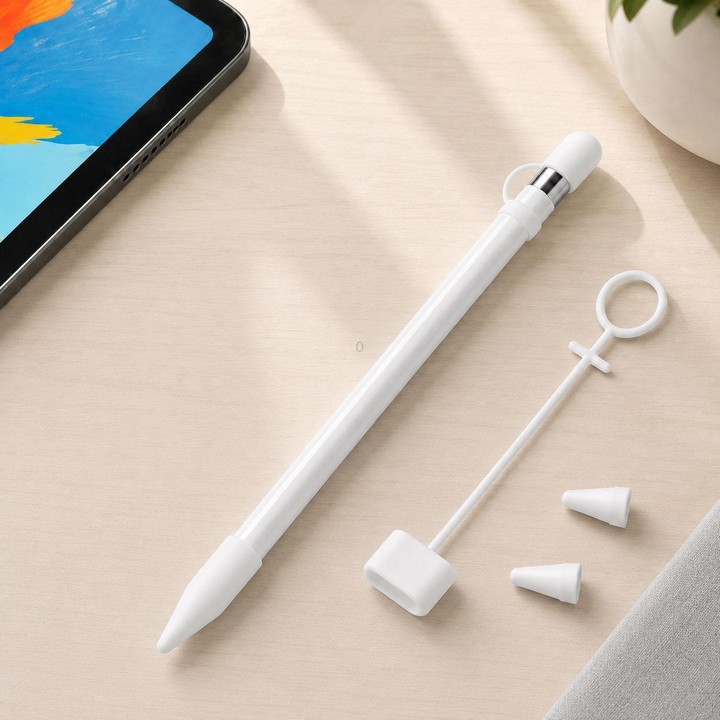 XDcase 4 in 1 Anti-lost Silicone Protective Cover Set For Apple Pencil 1(White)
