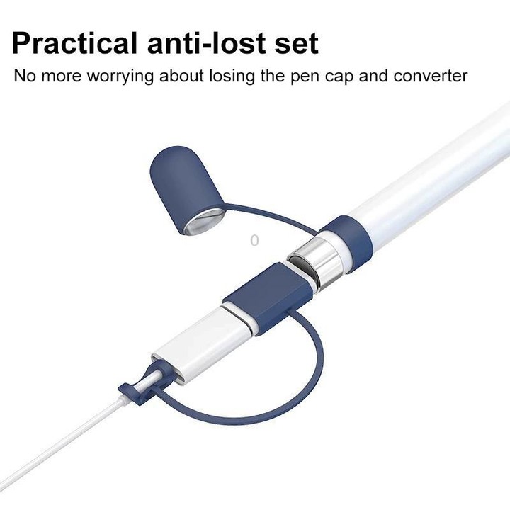 XDcase 4 in 1 Anti-lost Silicone Protective Cover Set For Apple Pencil 1(White)