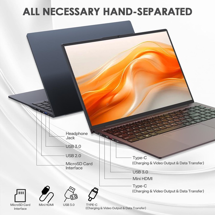 GXMO T160 16 inch Windows 11 Laptop, 16GB+512GB, AMD Ryzen 5 7430U Hexa Core Processor(UK Plug)