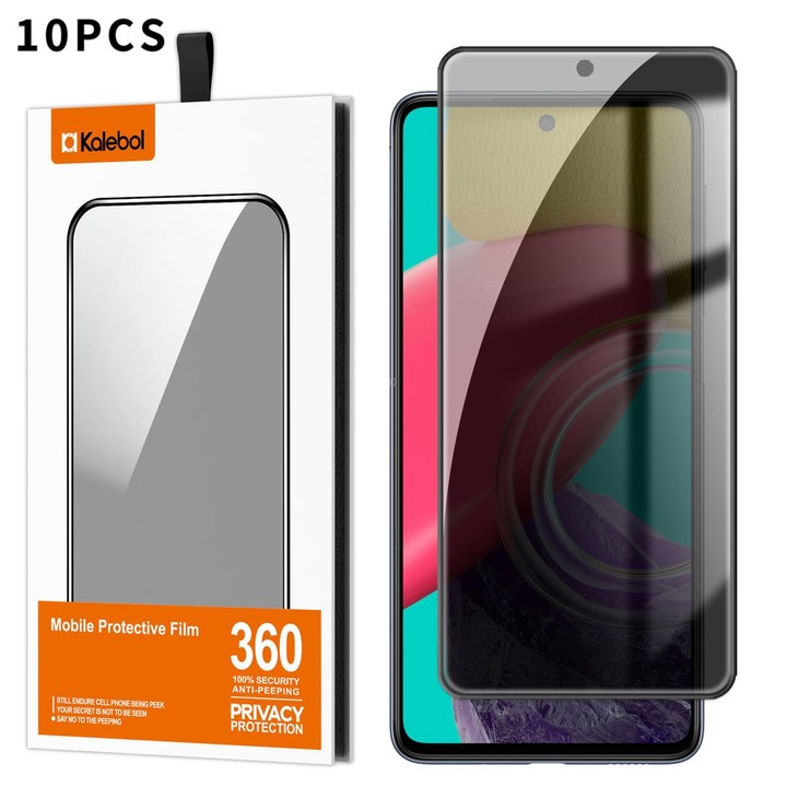 For Galaxy M53 5G 10pcs Kalebol High-Aluminum Screen-Printed Full-Coverage Black-Border Privacy Tempered Glass Film