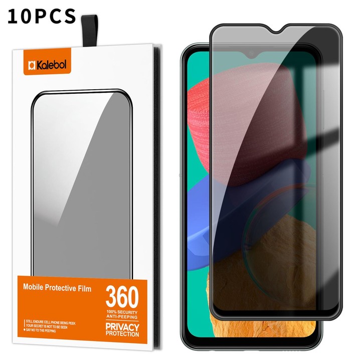 For Galaxy M33 5G 10pcs Kalebol High-Aluminum Screen-Printed Full-Coverage Black-Border Privacy Tempered Glass Film