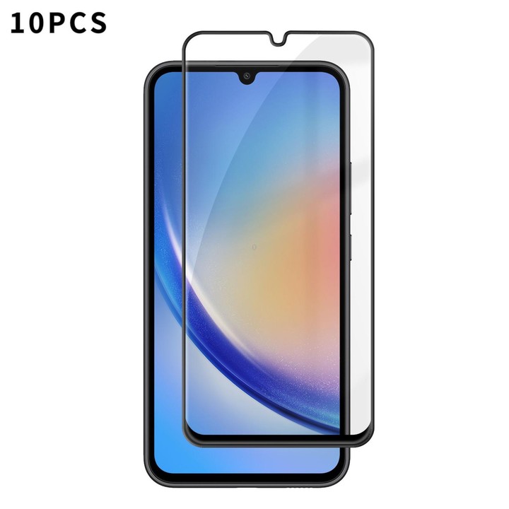 For Galaxy A34 5G 10pcs Kalebol High-Aluminum Screen-Printed Full-Coverage Anti-Fingerprint Black-Bordered HD Tempered Glass Fil