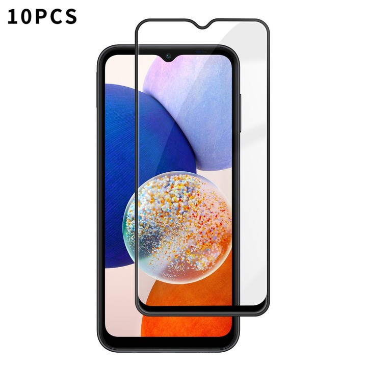 For Galaxy A14 5G 10pcs Kalebol High-Aluminum Screen-Printed Full-Coverage Anti-Fingerprint Black-Bordered HD Tempered Glass Fil