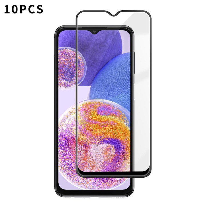 For Galaxy A23 4G 10pcs Kalebol High-Aluminum Screen-Printed Full-Coverage Anti-Fingerprint Black-Bordered HD Tempered Glass Fil