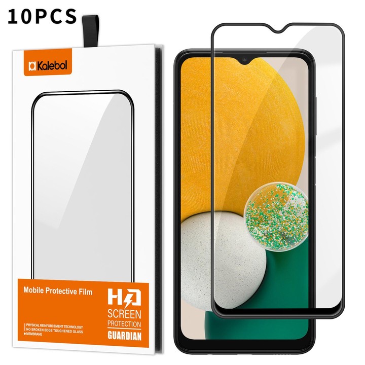For Galaxy A13 5G 10pcs Kalebol High-Aluminum Screen-Printed Full-Coverage Anti-Fingerprint Black-Bordered HD Tempered Glass Fil