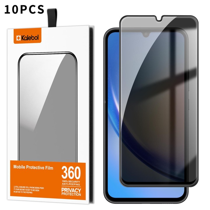 For Galaxy A34 5G 10pcs Kalebol High-Aluminum Screen-Printed Full-Coverage Black-Border Privacy Tempered Glass Film
