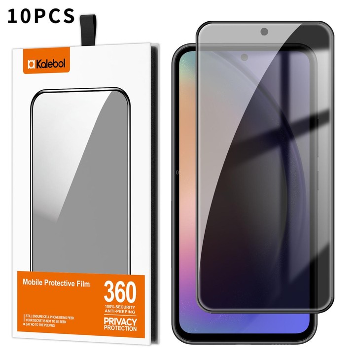 For Galaxy A54 5G 10pcs Kalebol High-Aluminum Screen-Printed Full-Coverage Black-Border Privacy Tempered Glass Film