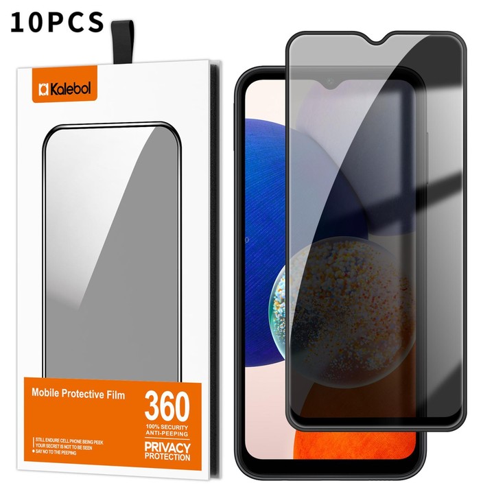 For Galaxy A14 5G 10pcs Kalebol High-Aluminum Screen-Printed Full-Coverage Black-Border Privacy Tempered Glass Film