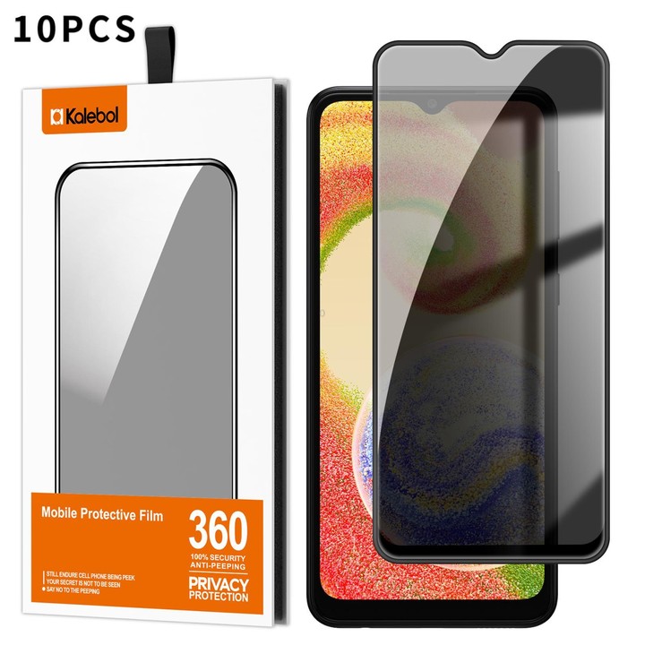For Galaxy A04 10pcs Kalebol High-Aluminum Screen-Printed Full-Coverage Black-Border Privacy Tempered Glass Film