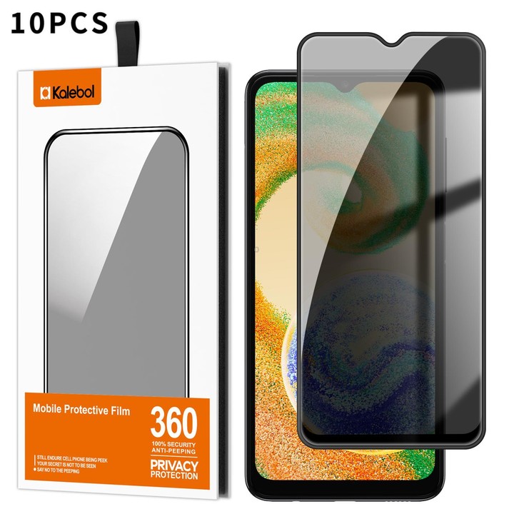 For Galaxy A04s 10pcs Kalebol High-Aluminum Screen-Printed Full-Coverage Black-Border Privacy Tempered Glass Film