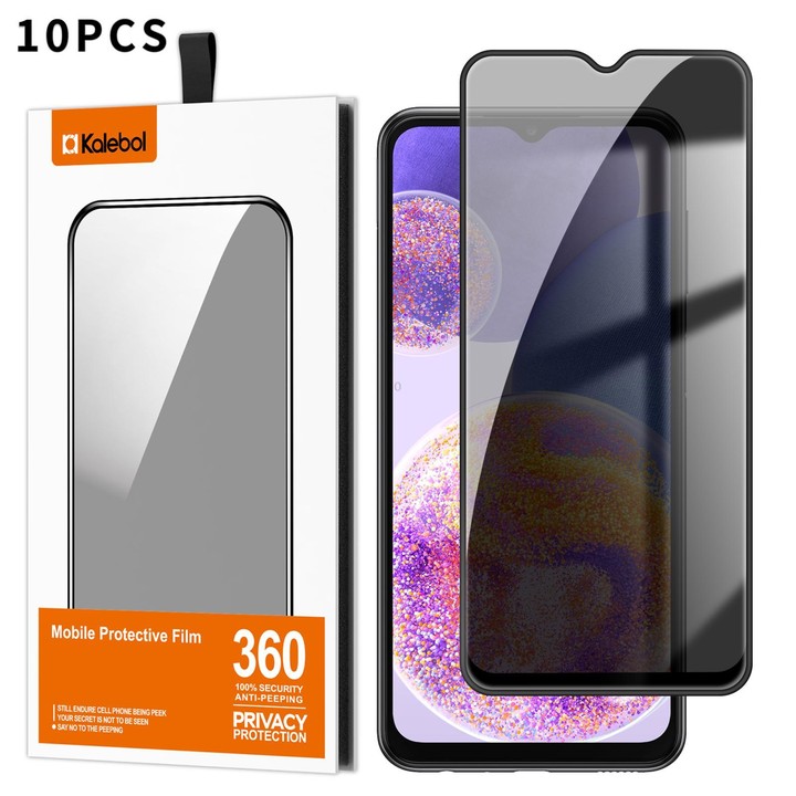 For Galaxy A23 4G 10pcs Kalebol High-Aluminum Screen-Printed Full-Coverage Black-Border Privacy Tempered Glass Film