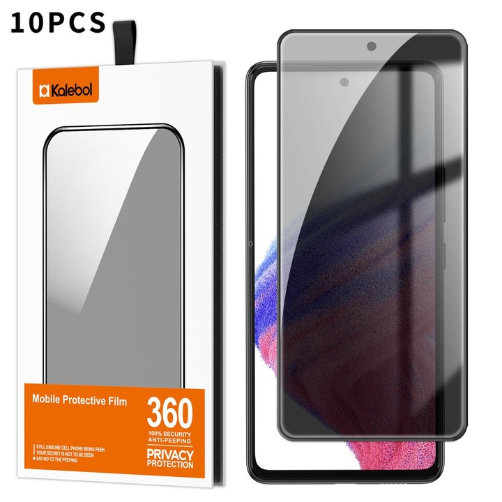 For Galaxy A53 5G 10pcs Kalebol High-Aluminum Screen-Printed Full-Coverage Black-Border Privacy Tempered Glass Film