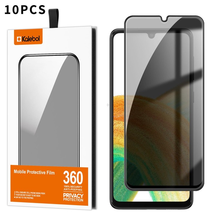 For Galaxy A33 5G 10pcs Kalebol High-Aluminum Screen-Printed Full-Coverage Black-Border Privacy Tempered Glass Film
