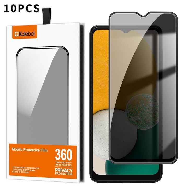 For Galaxy A13 5G 10pcs Kalebol High-Aluminum Screen-Printed Full-Coverage Black-Border Privacy Tempered Glass Film