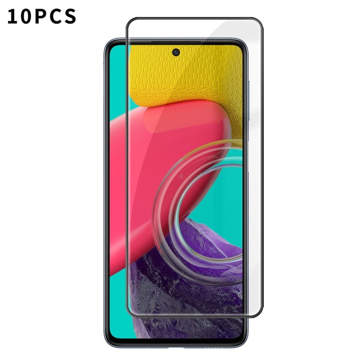 For Galaxy M53 5G 10pcs Kalebol High-Aluminum Screen-Printed Full-Coverage Anti-Fingerprint Black-Bordered HD Tempered Glass Fil