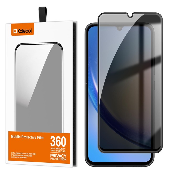 For Galaxy A34 5G Kalebol High-Aluminum Screen-Printed Full-Coverage Black-Border Privacy Tempered Glass Film