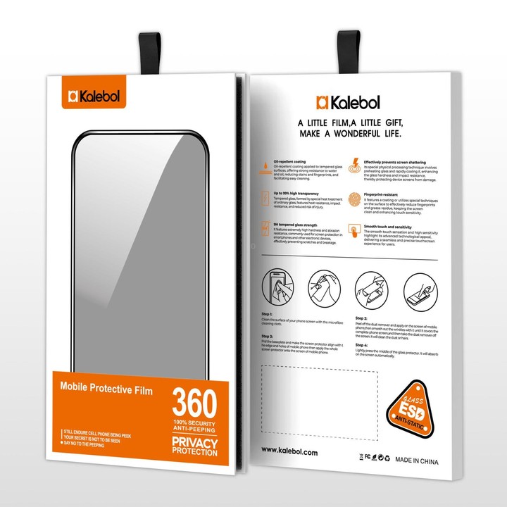 For Galaxy A34 5G Kalebol High-Aluminum Screen-Printed Full-Coverage Black-Border Privacy Tempered Glass Film