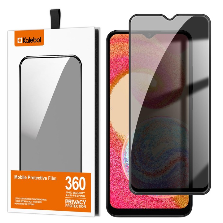 For Galaxy A04e Kalebol High-Aluminum Screen-Printed Full-Coverage Black-Border Privacy Tempered Glass Film